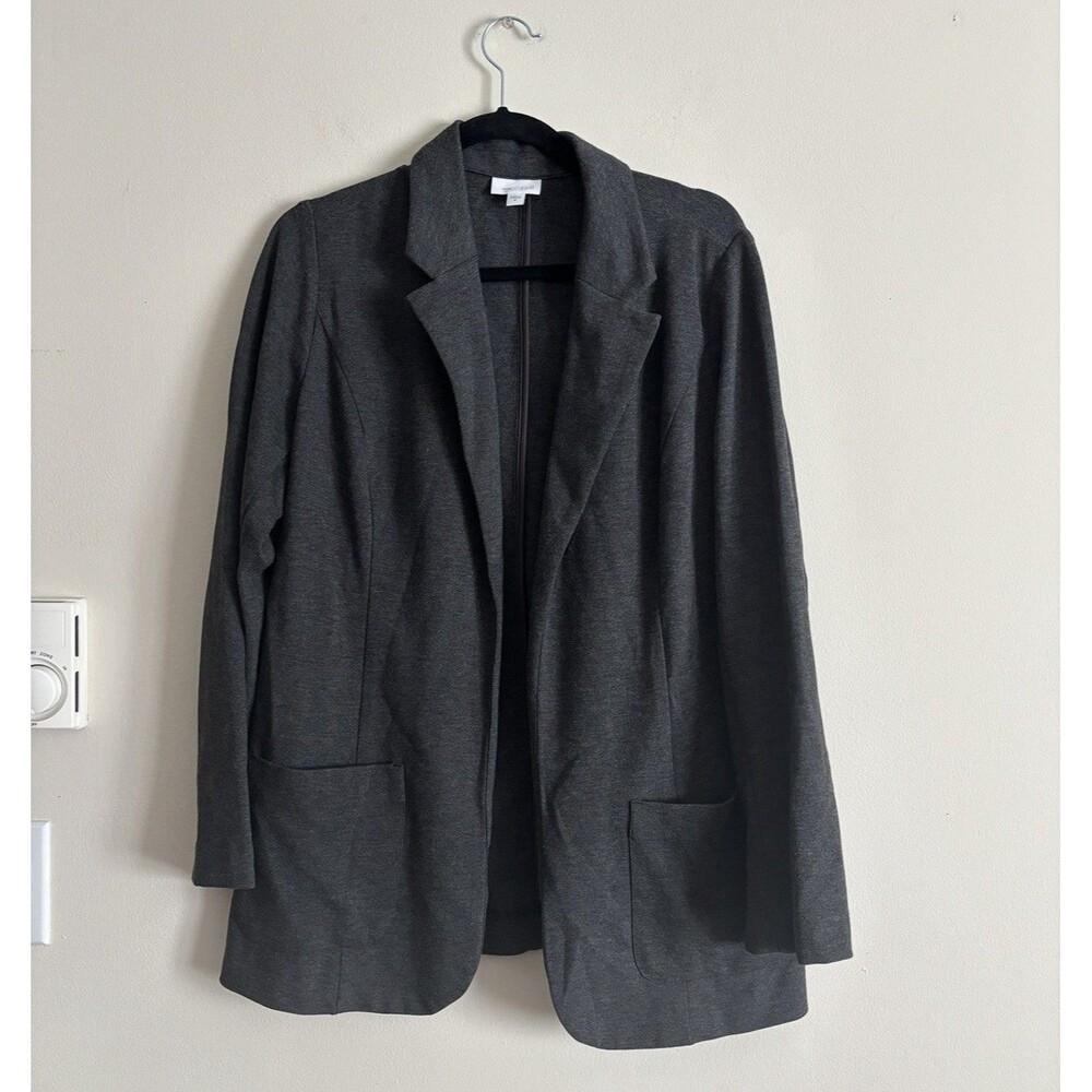 J‎ Jill Medium Ponte Jacket Blazer Stretch Charcoal Gray Minimalist Open Front